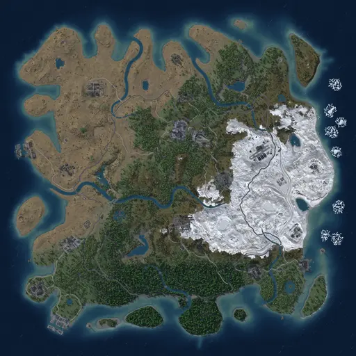 Thumbnail Rust Map: Procedural Map, Size: 4500, Seed: 777895, 19 Monuments