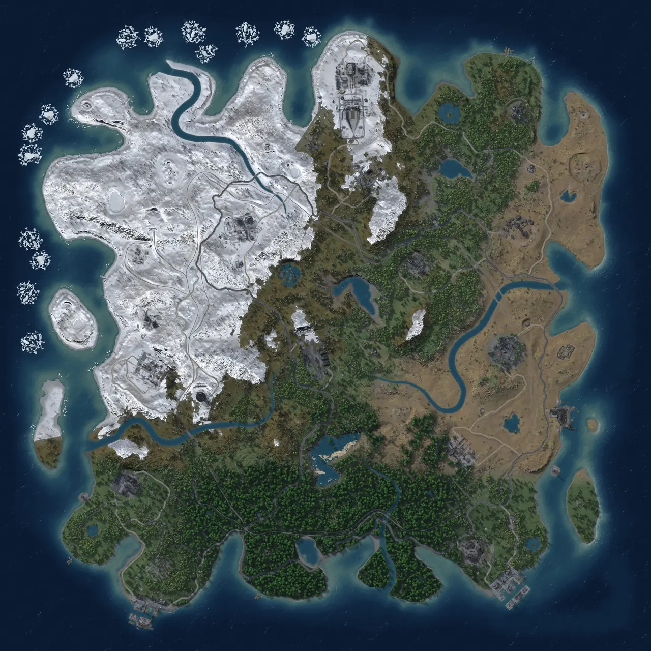Rust Map: Procedural Map, Size: 4500, Seed: 1350593535, 19 Monuments