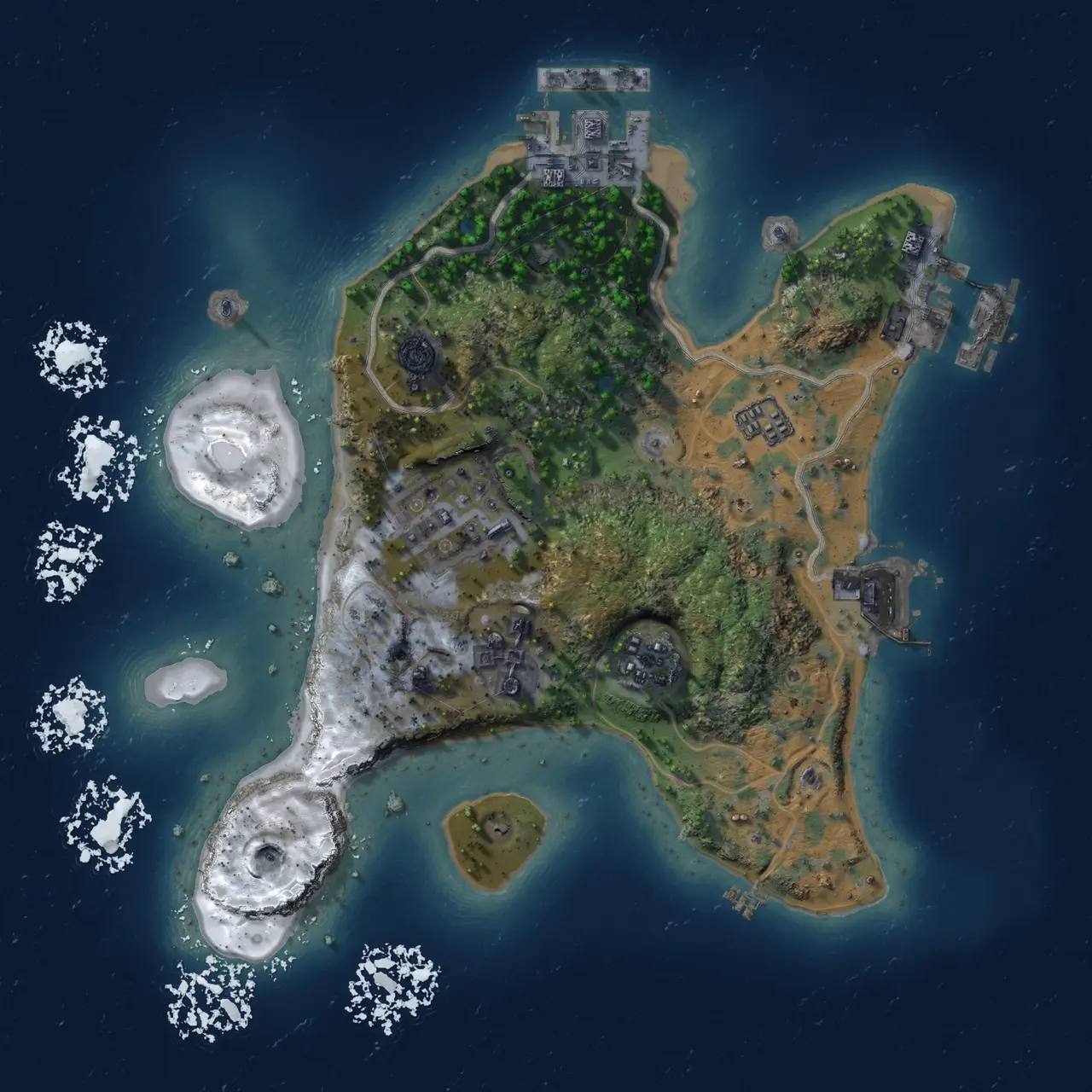 Rust Map: Procedural Map, Size: 2000, Seed: 500479270, 9 Monuments