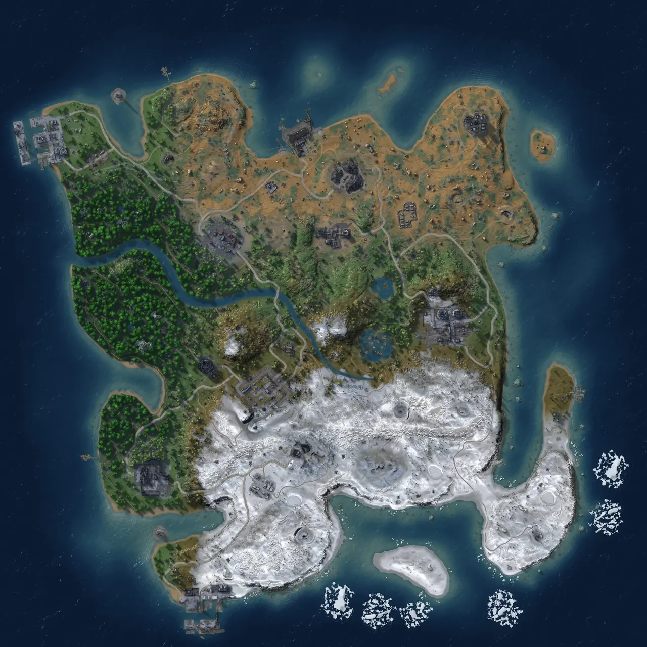 Rust Map: Procedural Map, Size: 3000, Seed: 836976, 14 Monuments