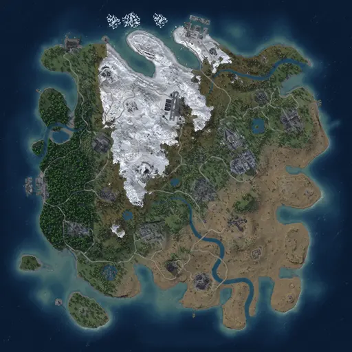 Thumbnail Rust Map: Procedural Map, Size: 3500, Seed: 478137055, 19 Monuments