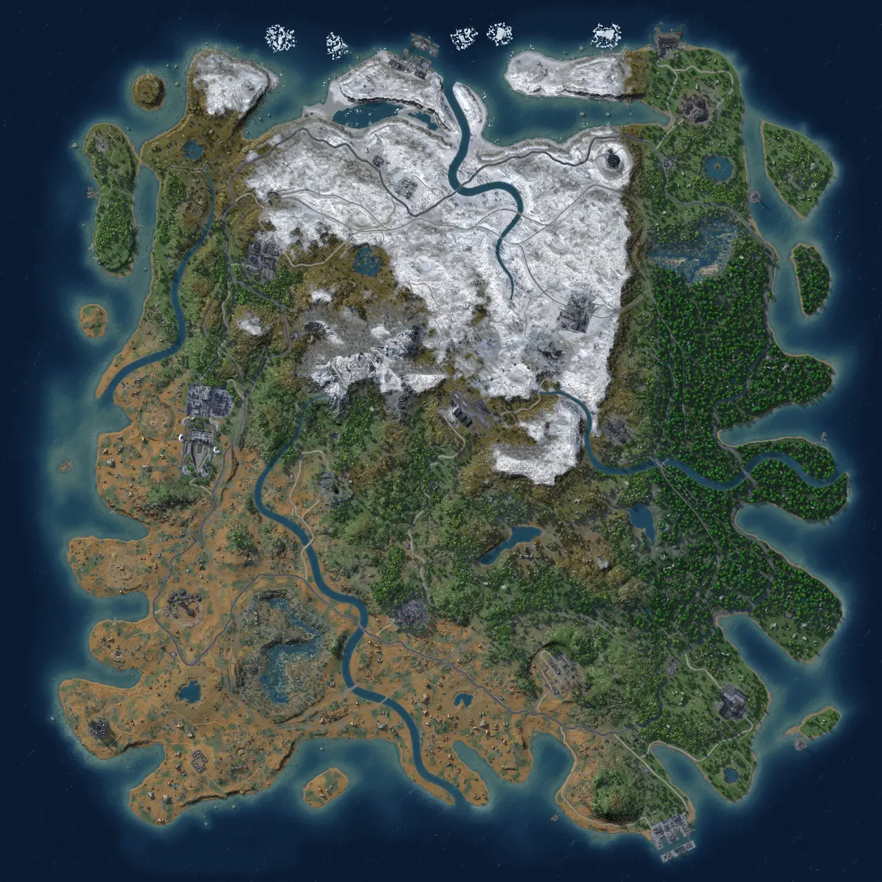 Rust Map: Procedural Map, Size: 5000, Seed: 1985483689, 19 Monuments
