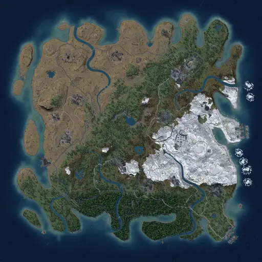 Thumbnail Rust Map: Procedural Map, Size: 4250, Seed: 1962257299, 18 Monuments