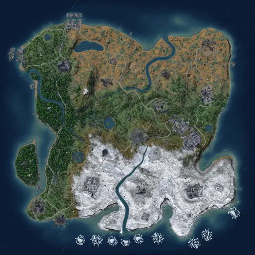 Thumbnail Rust Map: Procedural Map, Size: 3500, Seed: 379859120, 18 Monuments