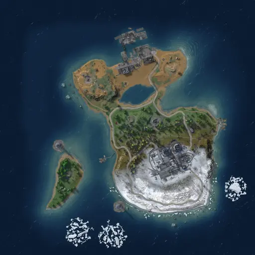 Thumbnail Rust Map: Procedural Map, Size: 1500, Seed: 69977523, 5 Monuments