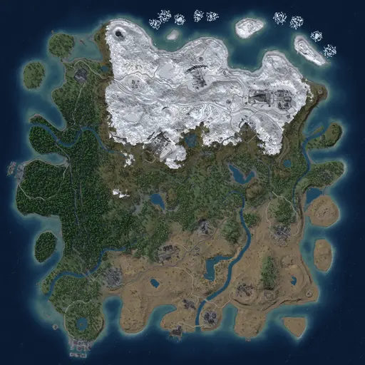 Thumbnail Rust Map: Procedural Map, Size: 4500, Seed: 1, 19 Monuments