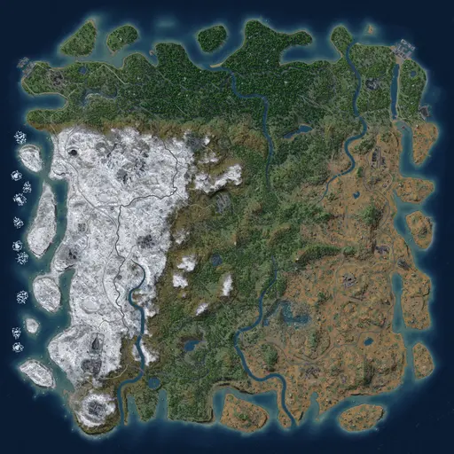 Thumbnail Rust Map: Procedural Map, Size: 6000, Seed: 12345, 19 Monuments