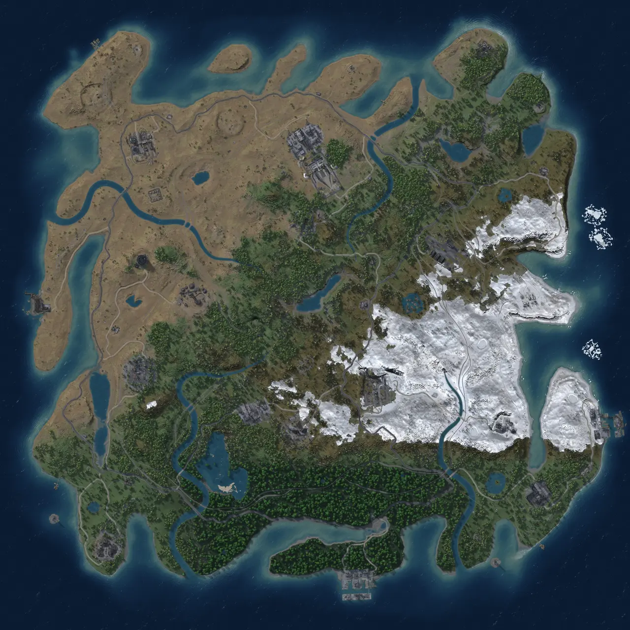 Rust Map: Procedural Map, Size: 4500, Seed: 952571873, 19 Monuments
