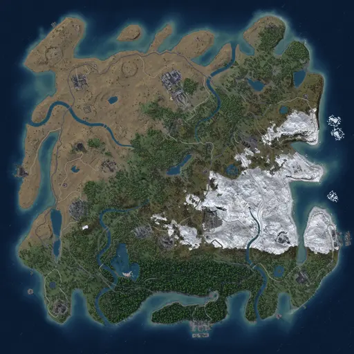 Thumbnail Rust Map: Procedural Map, Size: 4500, Seed: 952571873, 19 Monuments