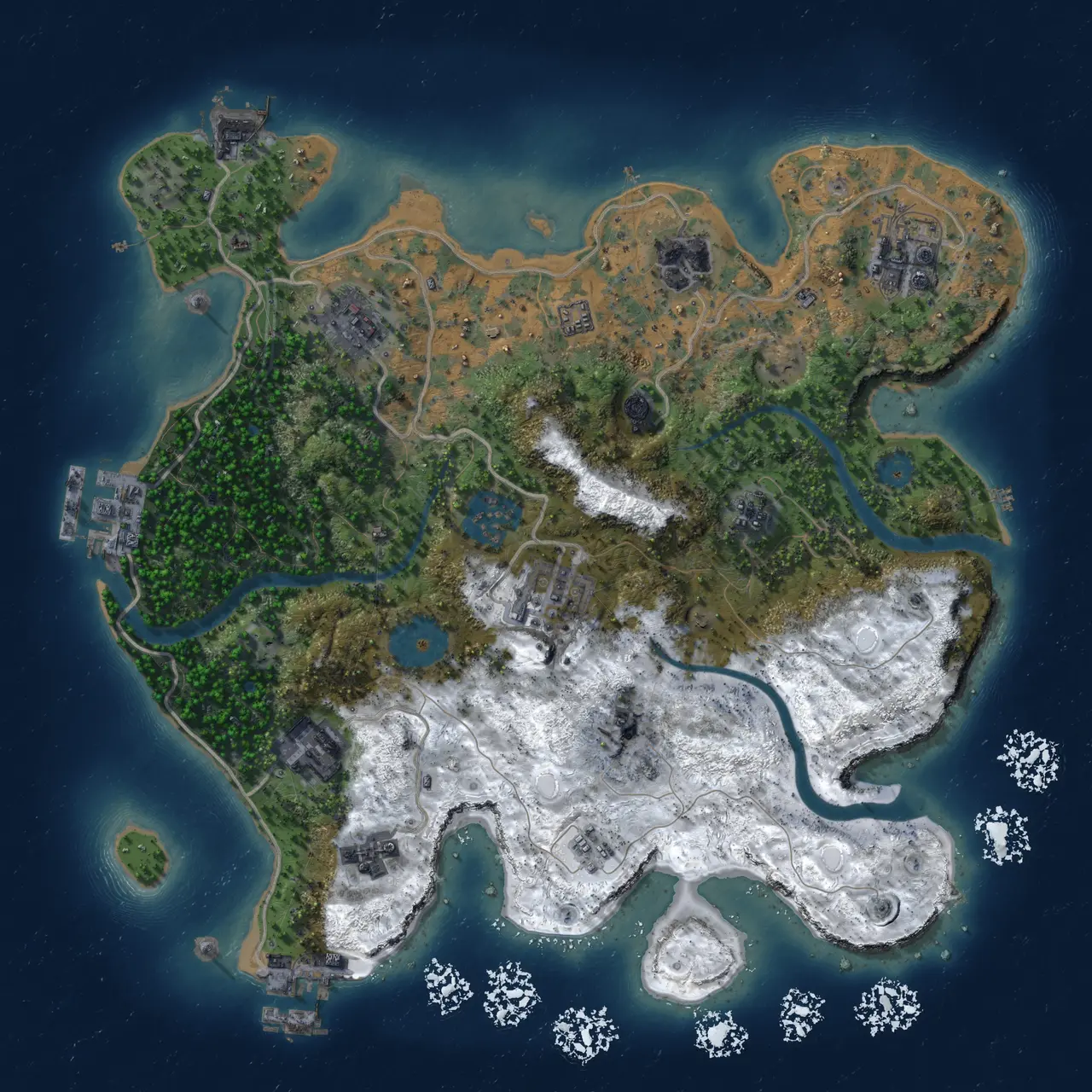 Rust Map: Procedural Map, Size: 3000, Seed: 50000, 14 Monuments
