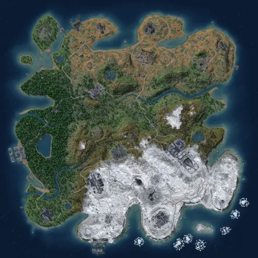 Thumbnail Rust Map: Procedural Map, Size: 3700, Seed: 1190564332, 18 Monuments
