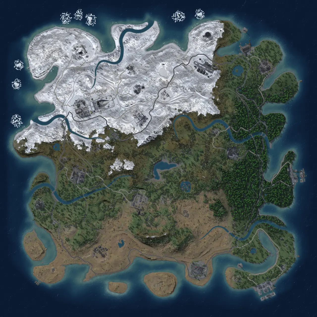 Rust Map: Procedural Map, Size: 4250, Seed: 888, 19 Monuments