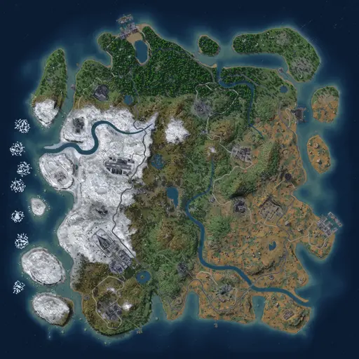 Thumbnail Rust Map: Procedural Map, Size: 4000, Seed: 12345, 18 Monuments