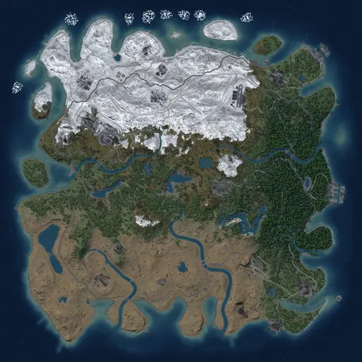 Thumbnail Rust Map: Procedural Map, Size: 4500, Seed: 1403708994, 19 Monuments