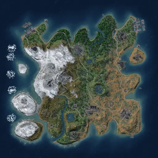 Thumbnail Rust Map: Procedural Map, Size: 3000, Seed: 12345, 15 Monuments