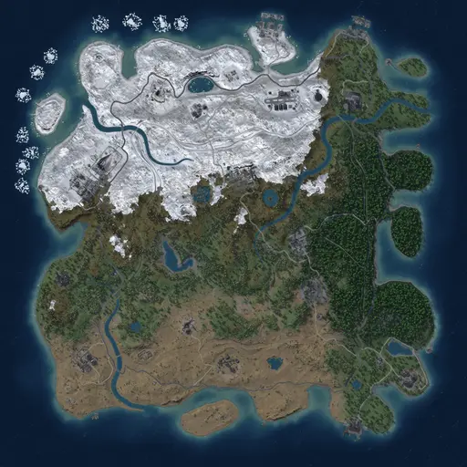 Thumbnail Rust Map: Procedural Map, Size: 4250, Seed: 1484130, 19 Monuments