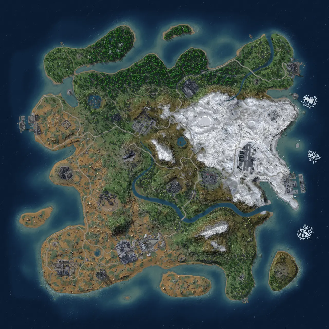 Rust Map: Procedural Map, Size: 3600, Seed: 1337, 17 Monuments