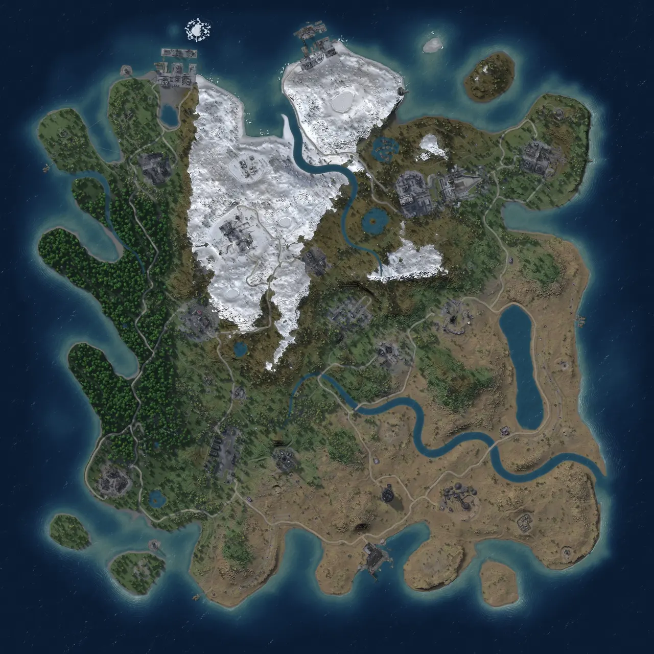 Rust Map: Procedural Map, Size: 3750, Seed: 1337883756, 19 Monuments