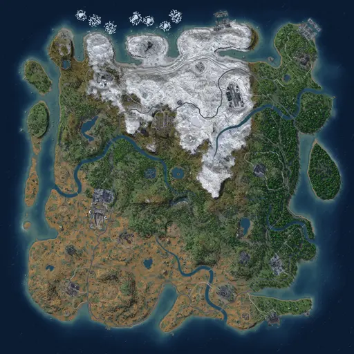 Thumbnail Rust Map: Procedural Map, Size: 4500, Seed: 945459, 19 Monuments