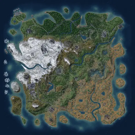 Thumbnail Rust Map: Procedural Map, Size: 4500, Seed: 919309, 19 Monuments