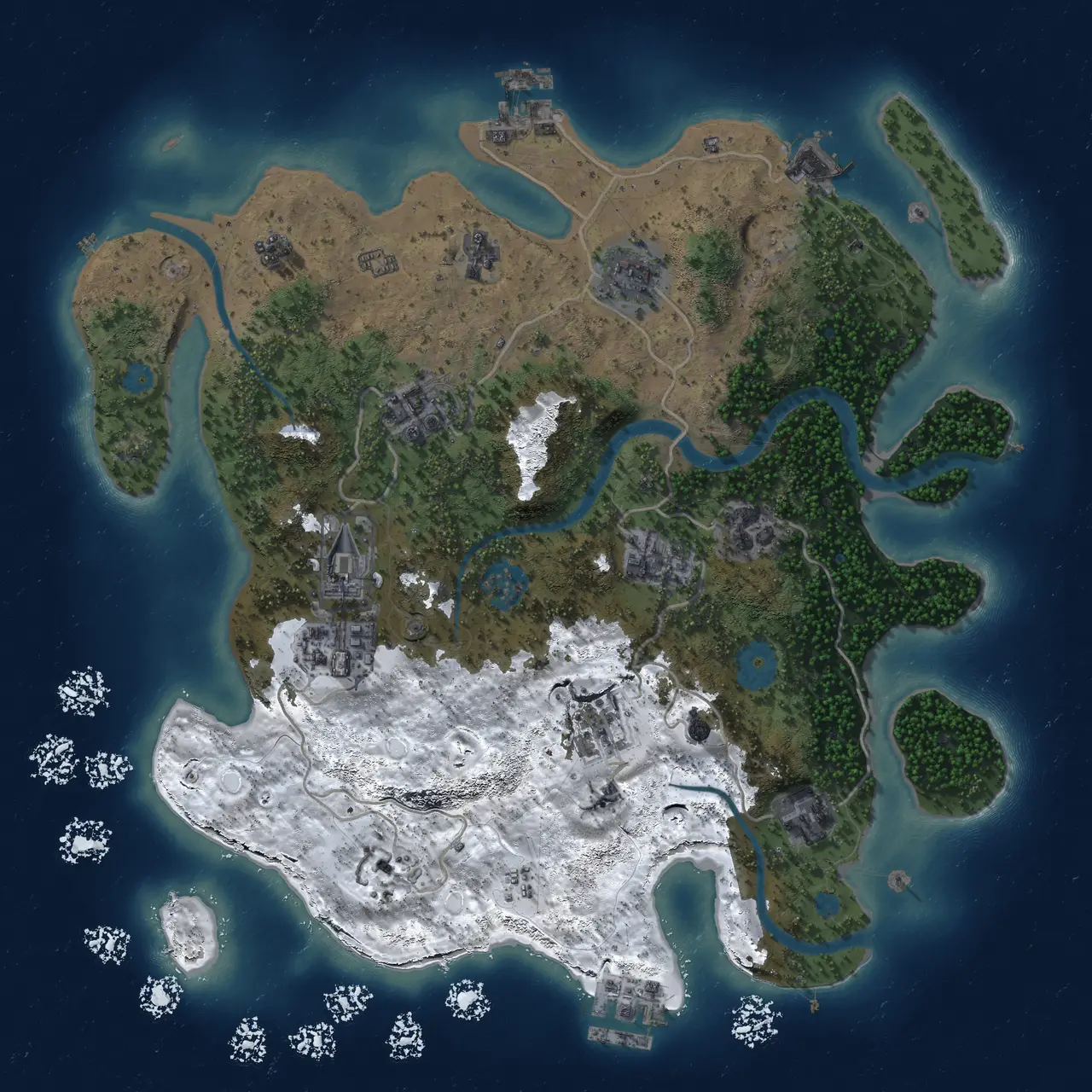 Rust Map: Procedural Map, Size: 3500, Seed: 6738, 17 Monuments