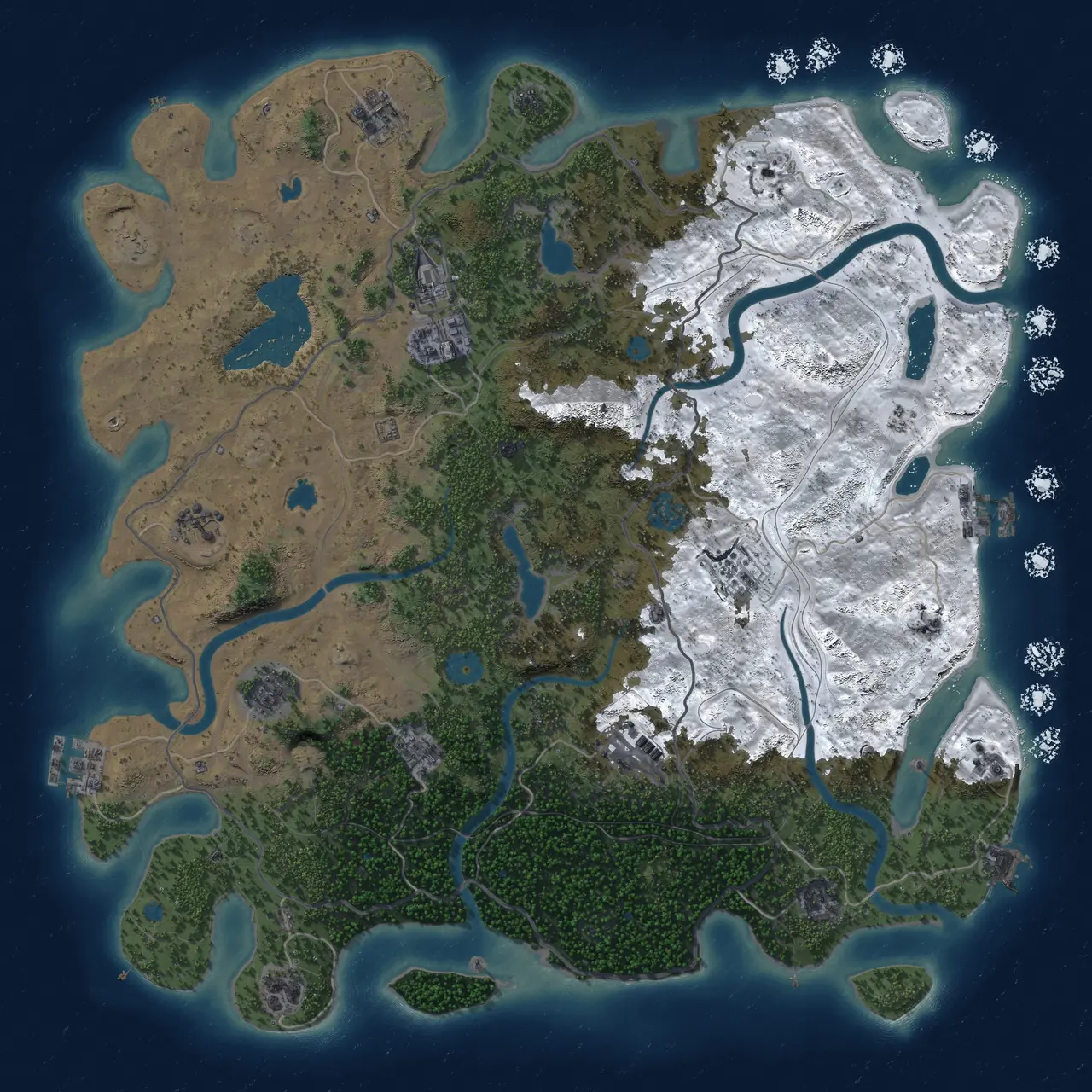 Rust Map: Procedural Map, Size: 4500, Seed: 1854078996, 19 Monuments