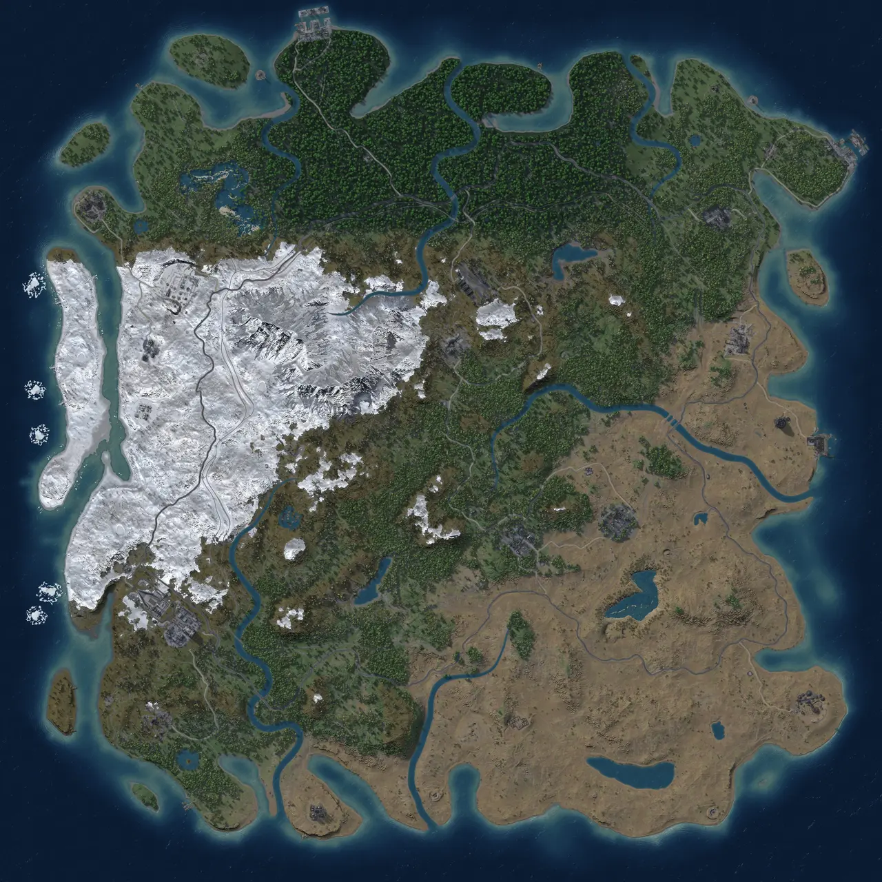 Rust Map: Procedural Map, Size: 6000, Seed: 2, 19 Monuments