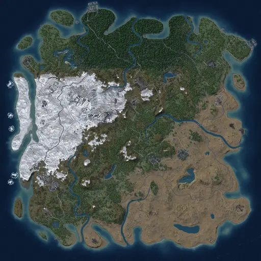 Thumbnail Rust Map: Procedural Map, Size: 6000, Seed: 2, 19 Monuments
