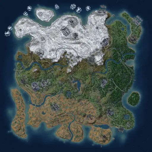 Thumbnail Rust Map: Procedural Map, Size: 4250, Seed: 827764953, 19 Monuments