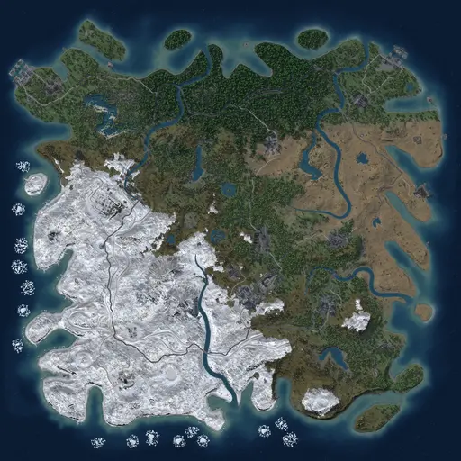 Thumbnail Rust Map: Procedural Map, Size: 5000, Seed: 1640906482, 18 Monuments