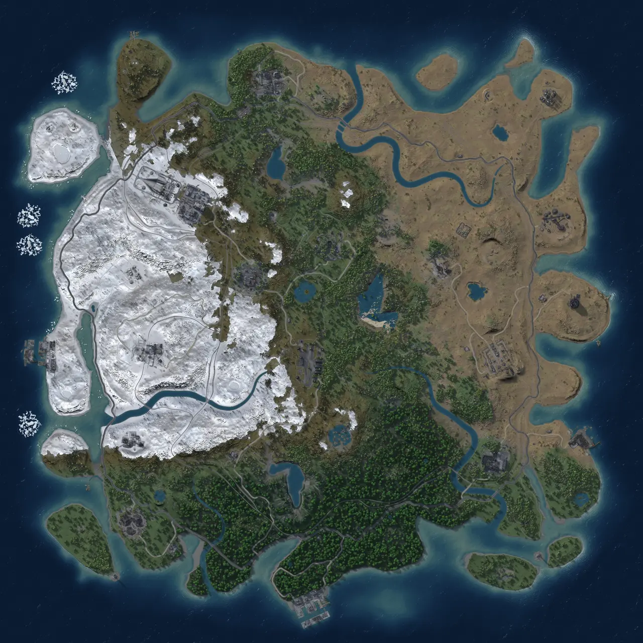 Rust Map: Procedural Map, Size: 4500, Seed: 357134242, 19 Monuments