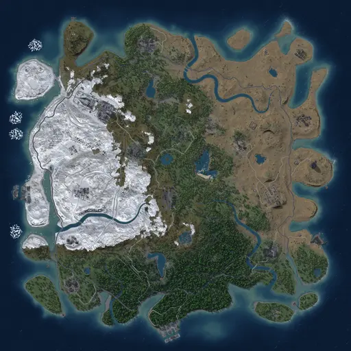 Thumbnail Rust Map: Procedural Map, Size: 4500, Seed: 357134242, 19 Monuments