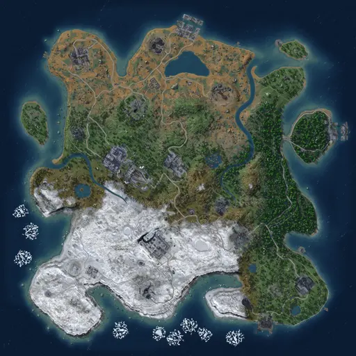 Thumbnail Rust Map: Procedural Map, Size: 3500, Seed: 2147483647, 18 Monuments