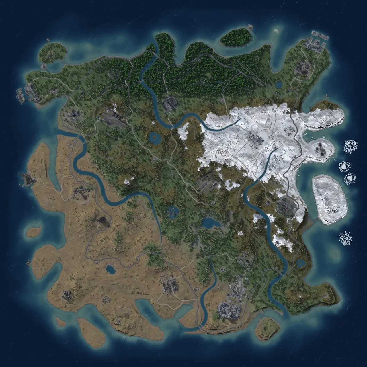 Rust Map: Procedural Map, Size: 4250, Seed: 1583848389, 19 Monuments