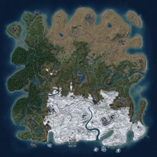 Thumbnail Rust Map: Procedural Map, Size: 4500, Seed: 1057629265, 19 Monuments
