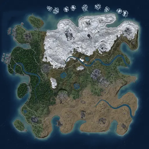 Thumbnail Rust Map: Procedural Map, Size: 3700, Seed: 1, 18 Monuments