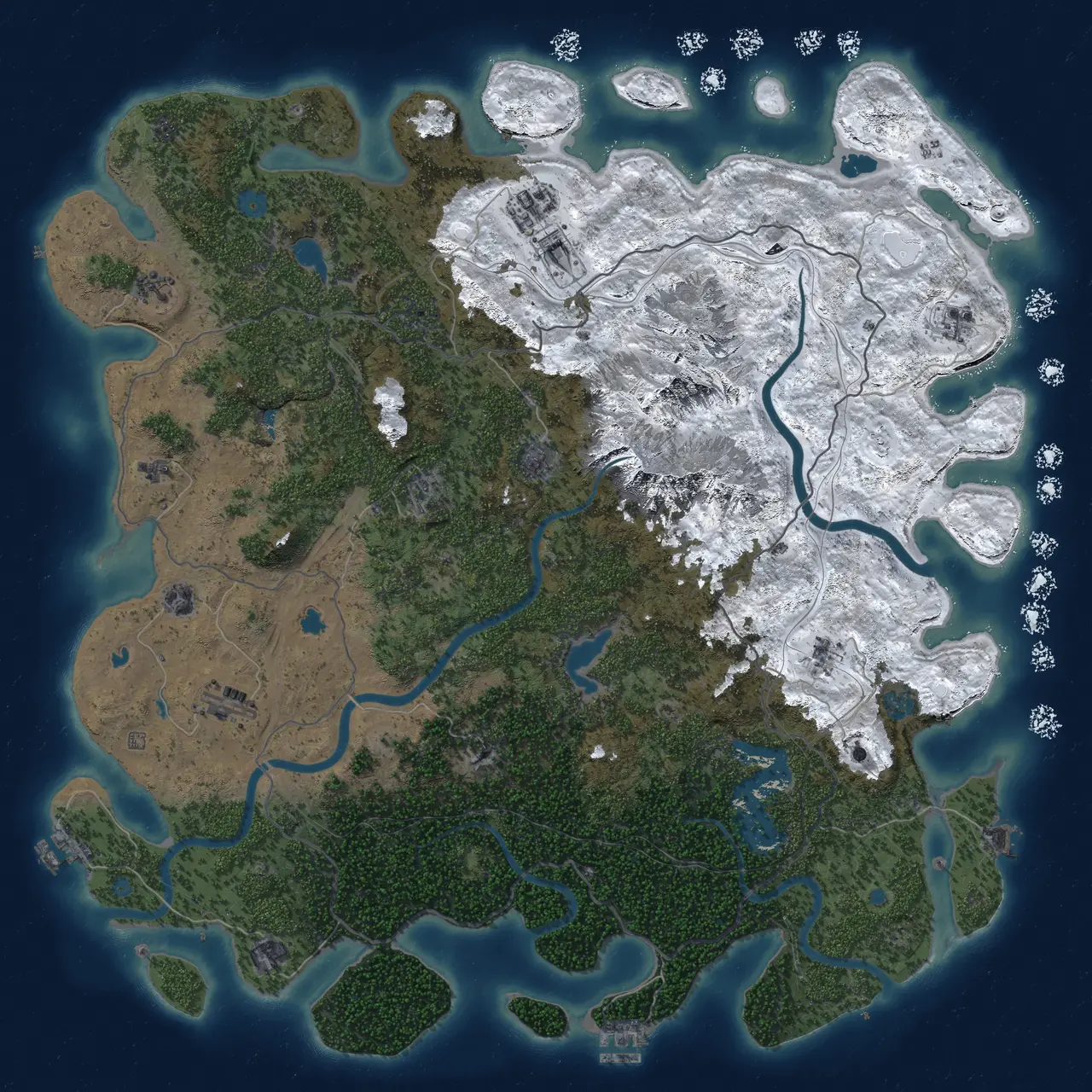 Rust Map: Procedural Map, Size: 5500, Seed: 204565879, 19 Monuments