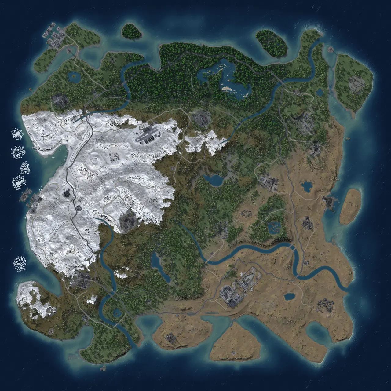 Rust Map: Procedural Map, Size: 4500, Seed: 19782634, 19 Monuments