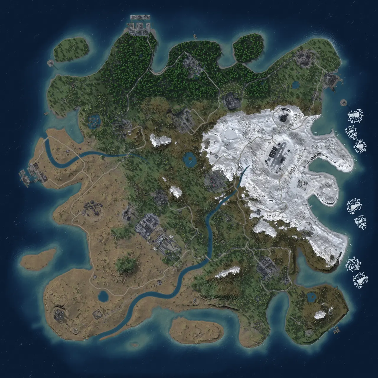Rust Map: Procedural Map, Size: 3900, Seed: 1337, 19 Monuments