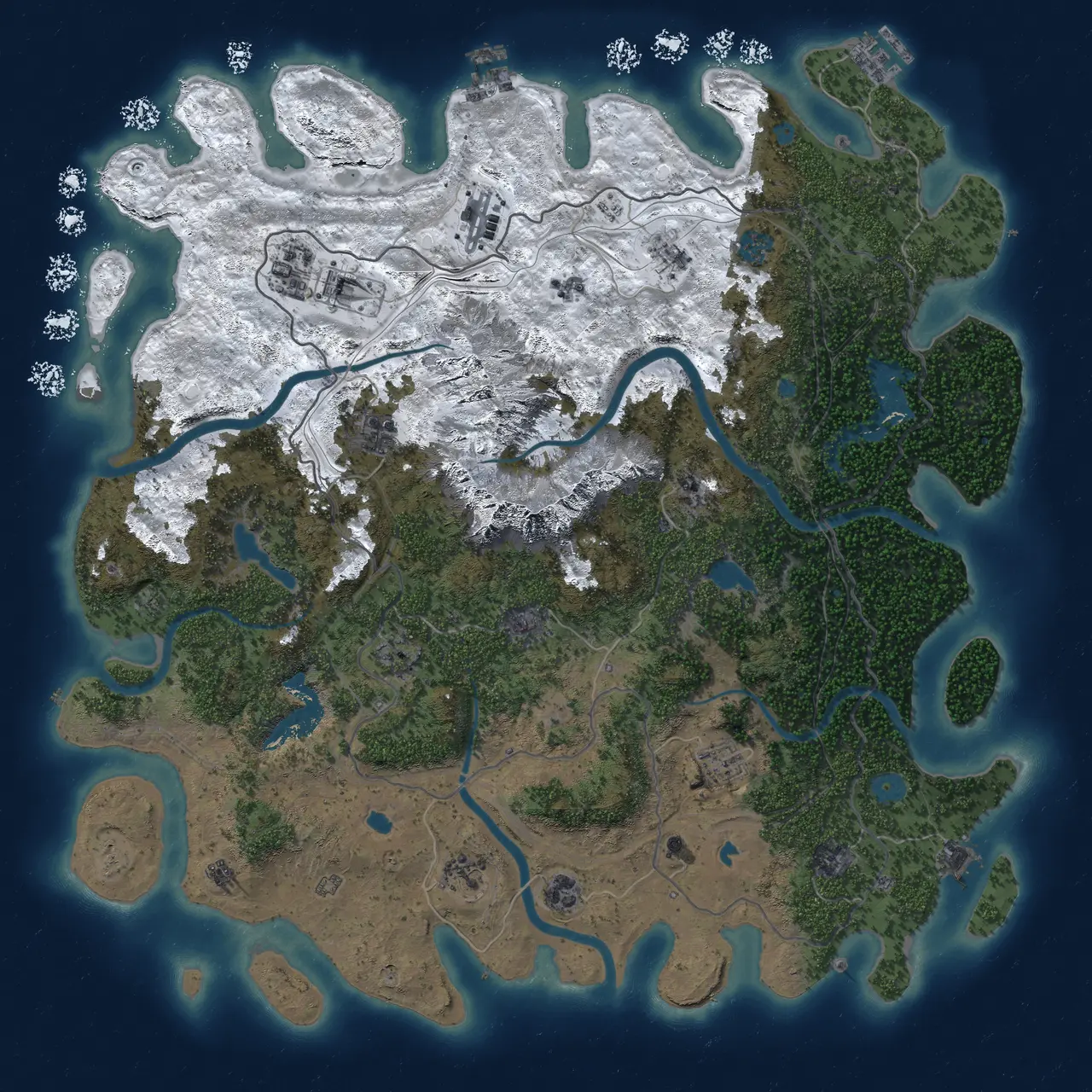 Rust Map: Procedural Map, Size: 5000, Seed: 77803445, 19 Monuments