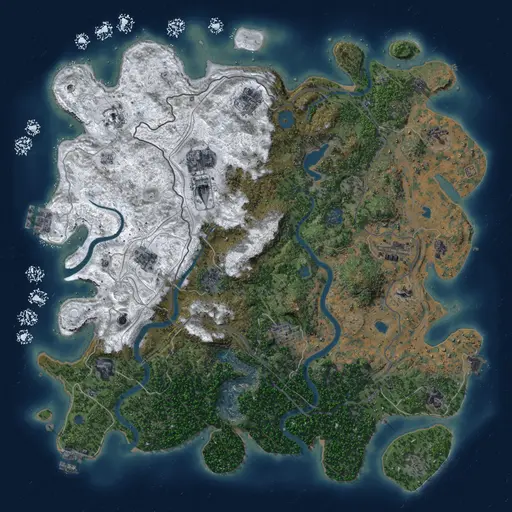 Thumbnail Rust Map: Procedural Map, Size: 4500, Seed: 6974352, 19 Monuments