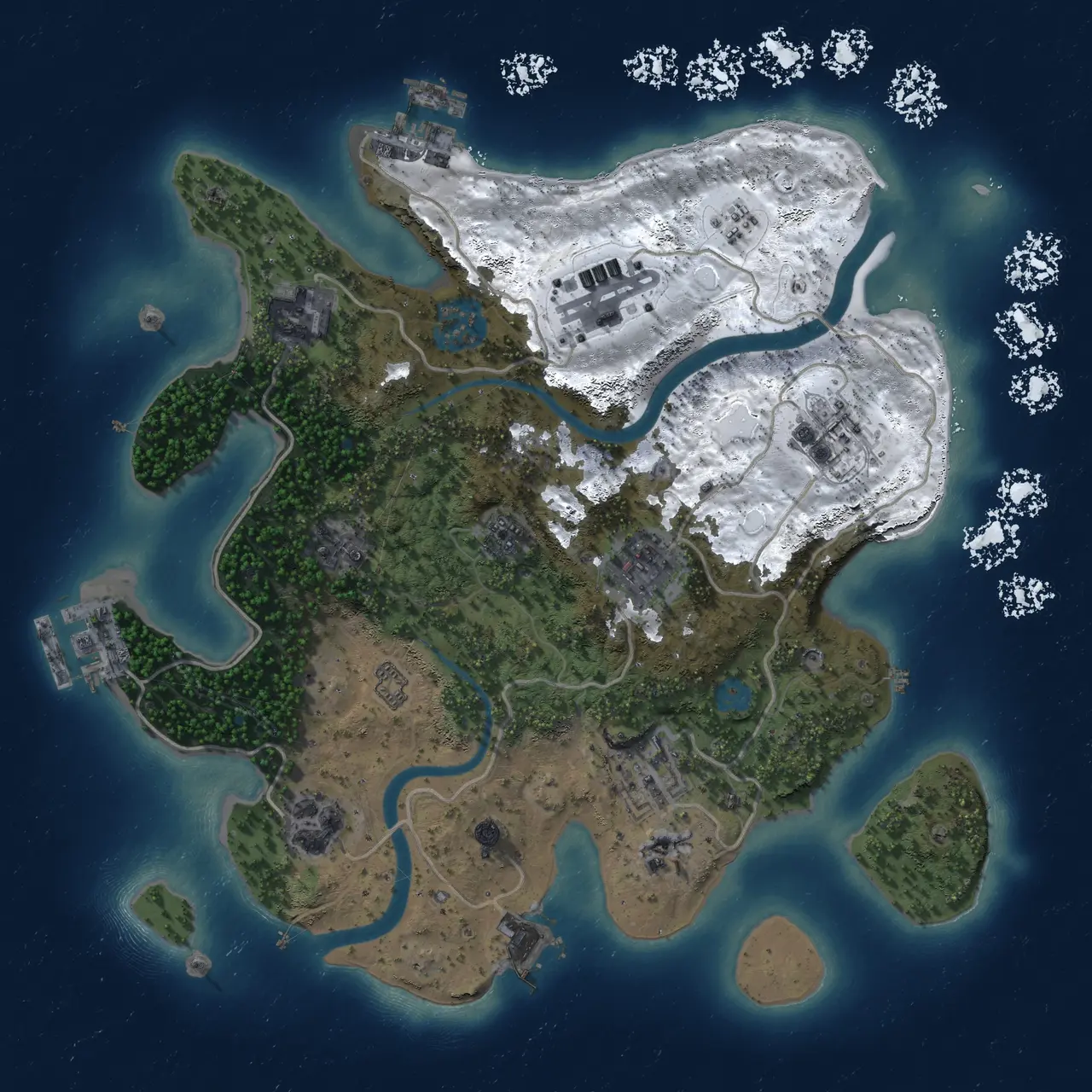 Rust Map: Procedural Map, Size: 3000, Seed: 987654, 15 Monuments