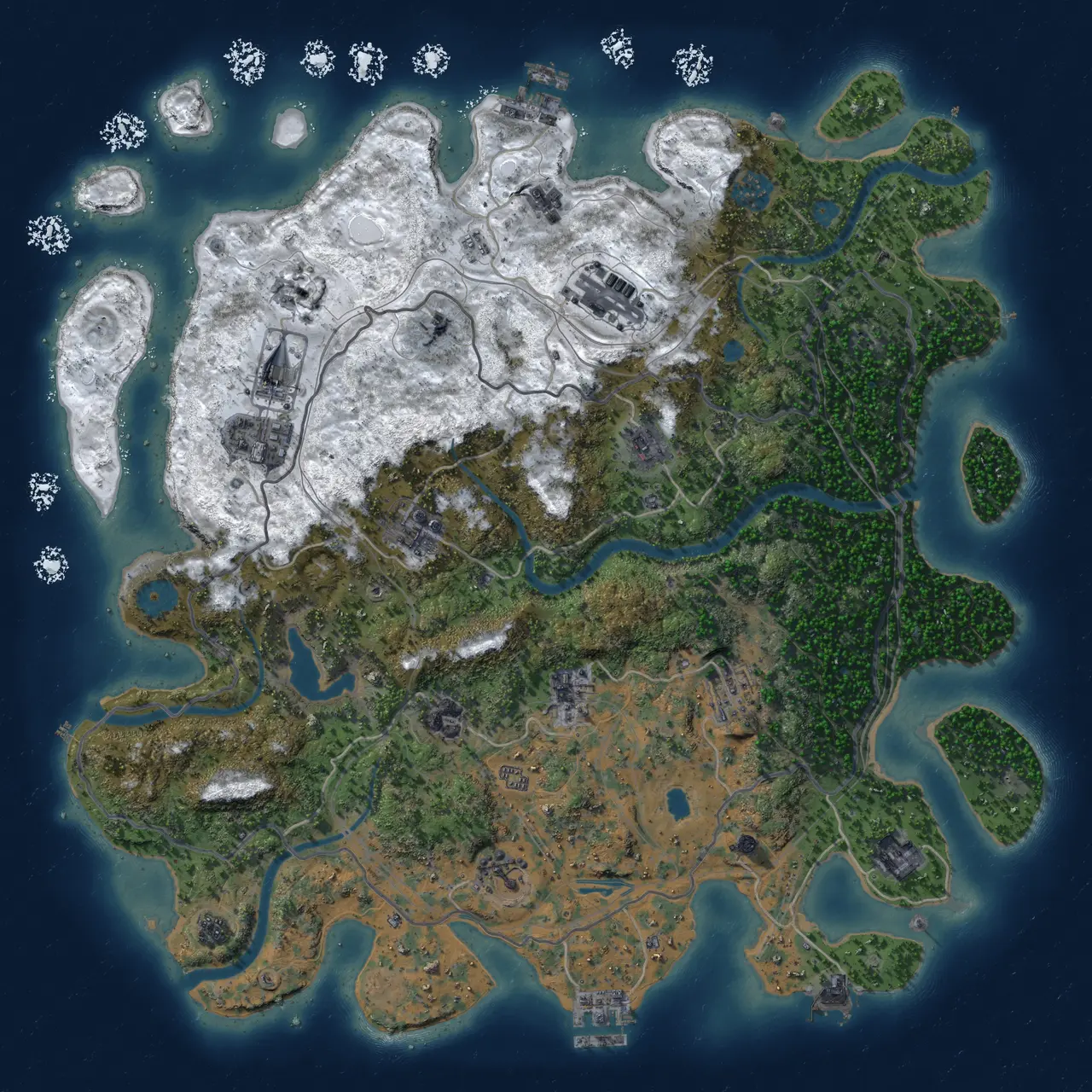Rust Map: Procedural Map, Size: 4250, Seed: 63971369, 19 Monuments