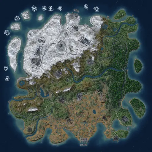 Thumbnail Rust Map: Procedural Map, Size: 4250, Seed: 63971369, 19 Monuments