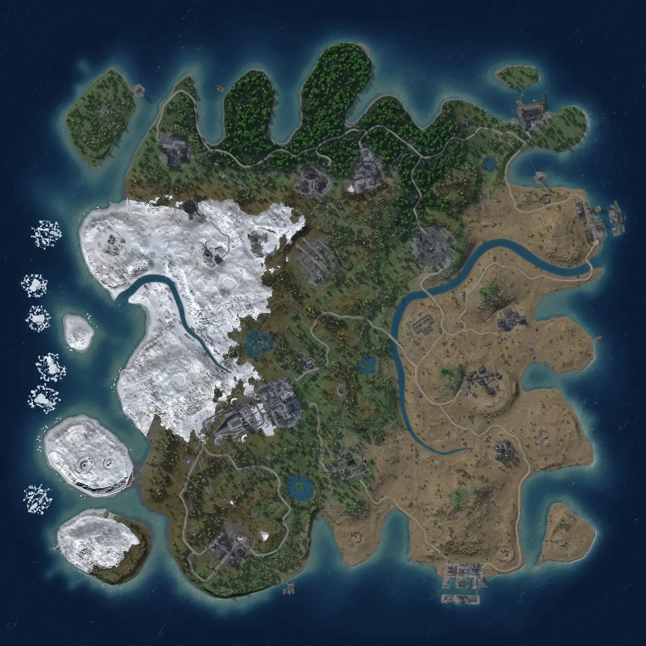 Rust Map: Procedural Map, Size: 3500, Seed: 12345, 18 Monuments