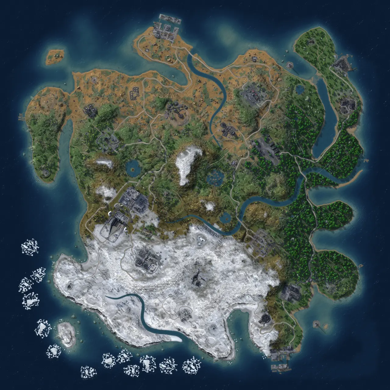 Rust Map: Procedural Map, Size: 3600, Seed: 6738, 18 Monuments
