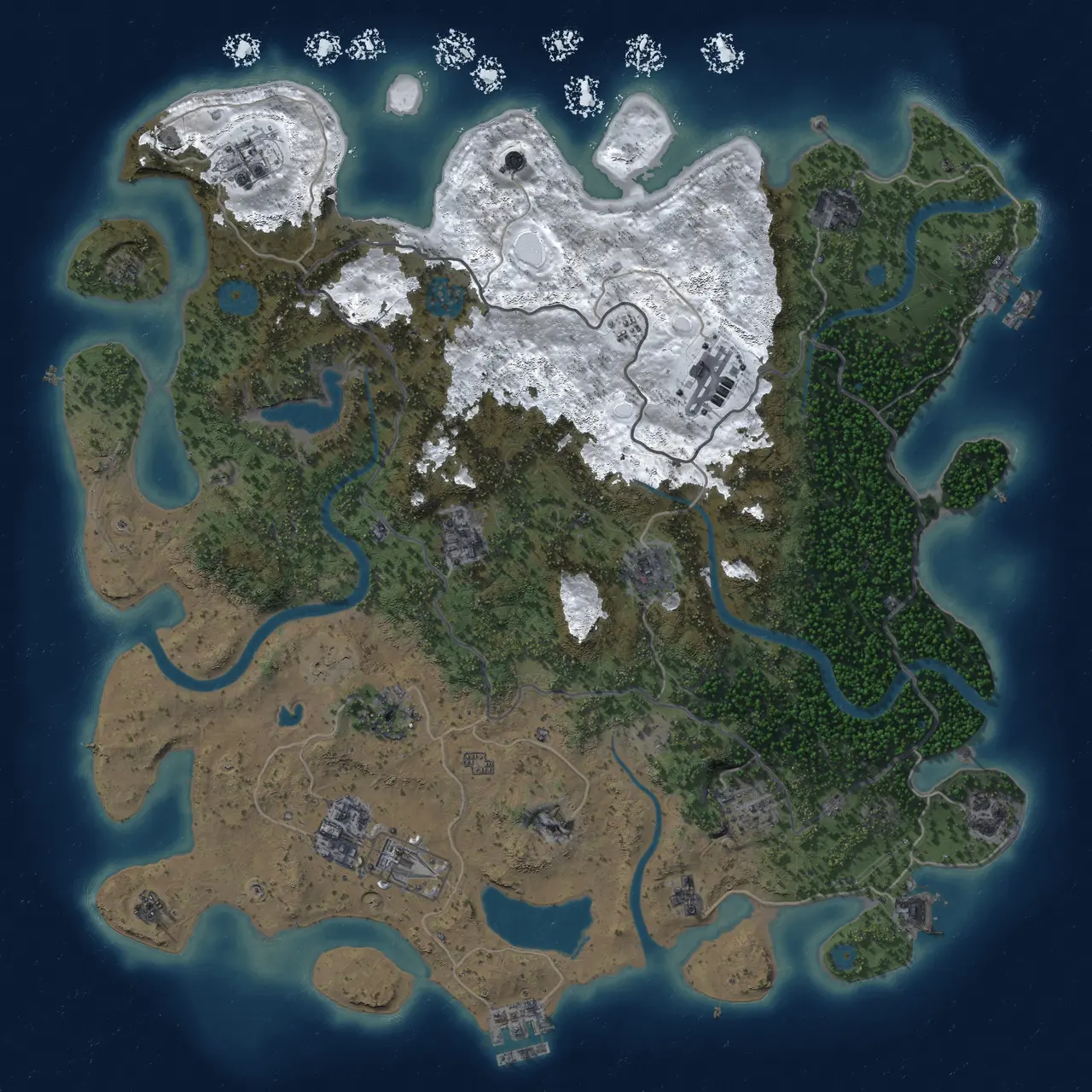 Rust Map: Procedural Map, Size: 4200, Seed: 774201, 18 Monuments