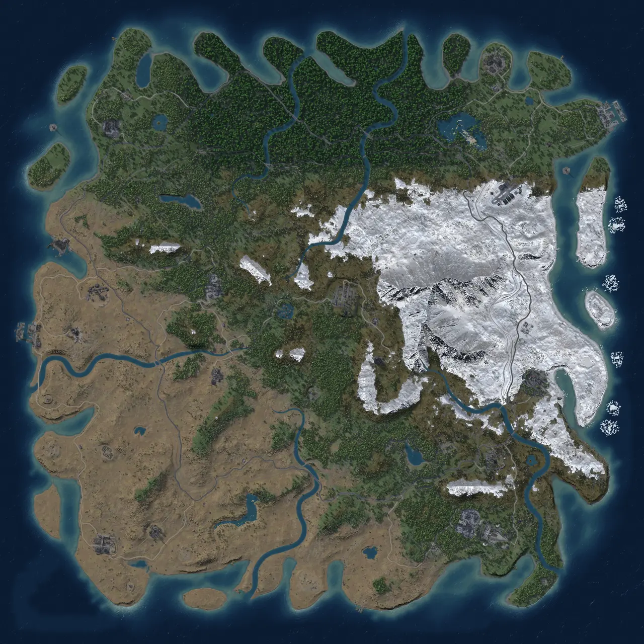 Rust Map: Procedural Map, Size: 6000, Seed: 3745687, 19 Monuments