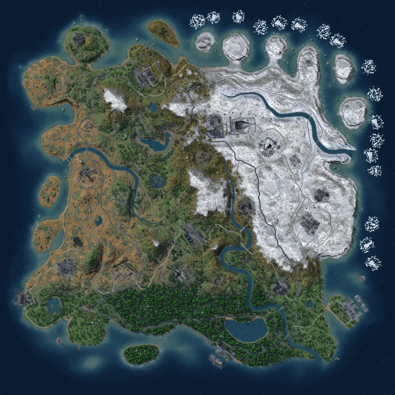 Rust Map: Procedural Map, Size: 4250, Seed: 129885663, 19 Monuments