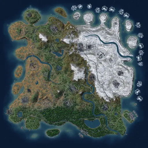 Thumbnail Rust Map: Procedural Map, Size: 4250, Seed: 129885663, 19 Monuments